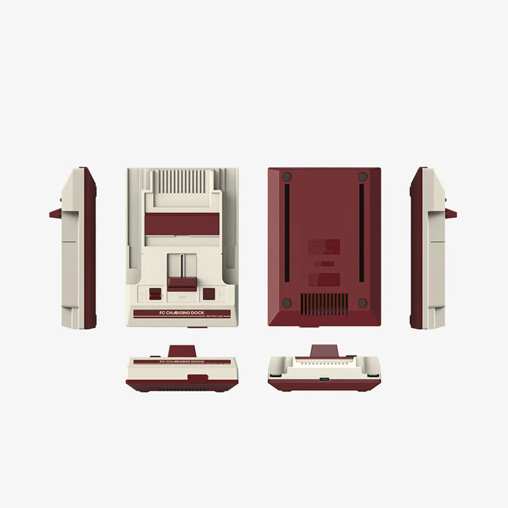 Dual Ladestation Charging Station für Nintendo Switch / OLED Joy-Con Controller in Retro Design - Braun / Rot