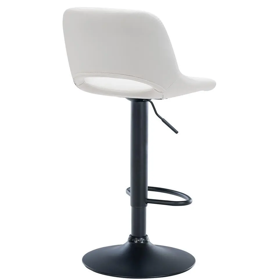 CLP Set van 2 Barkruk Camden mat zwart Frame - Kunstleer - wit