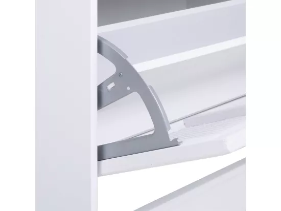 Banc Porte chaussures en bois et grille blanche 80x38x53