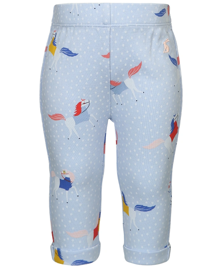 T-Shirt OLIVIA – HORSES mit Leggings in weiß/hellblau