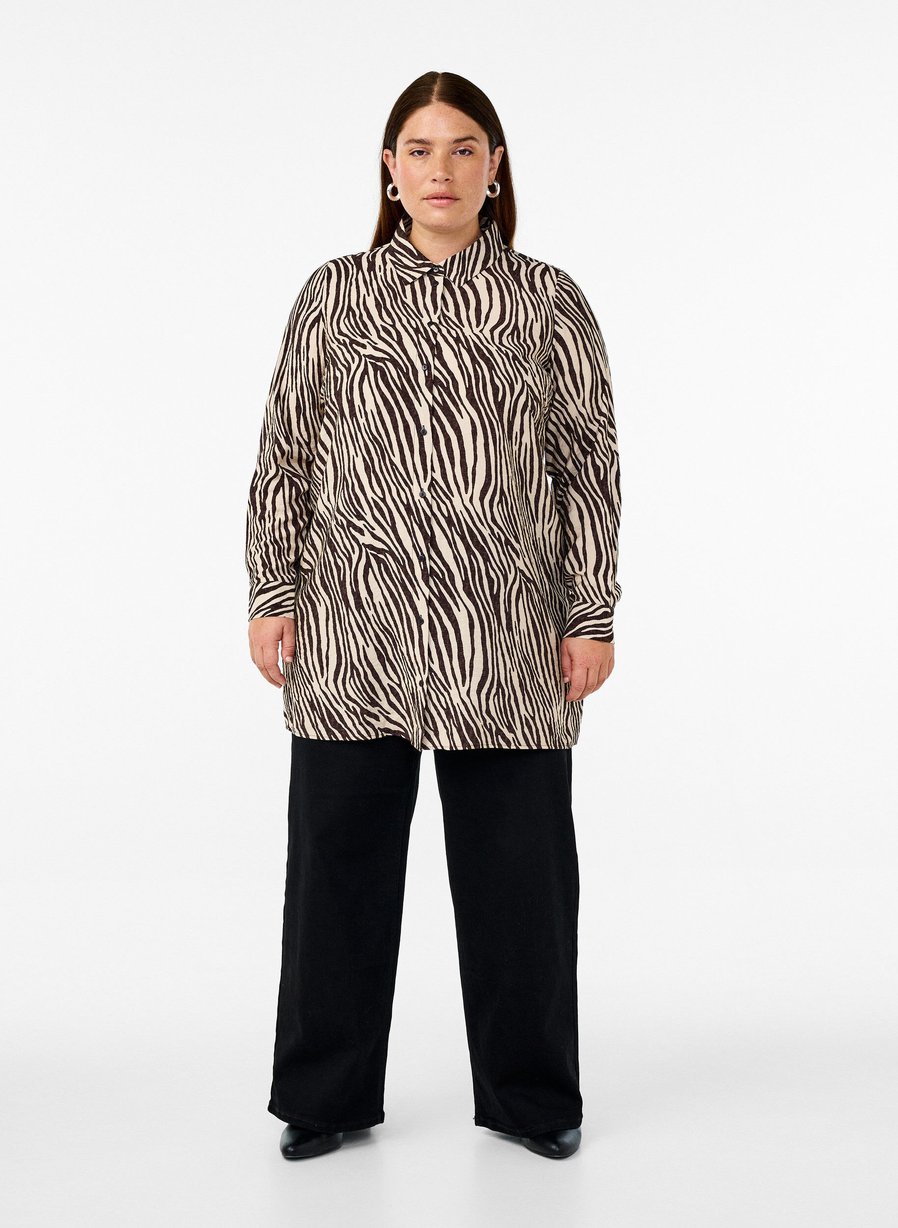 Lang skjorte med zebraprint