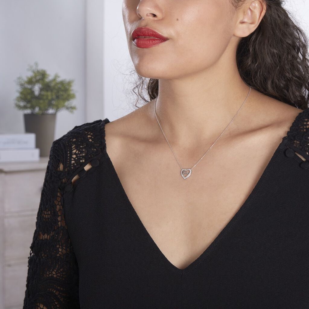 Collier Elansa Argent Blanc Oxyde De Zirconium