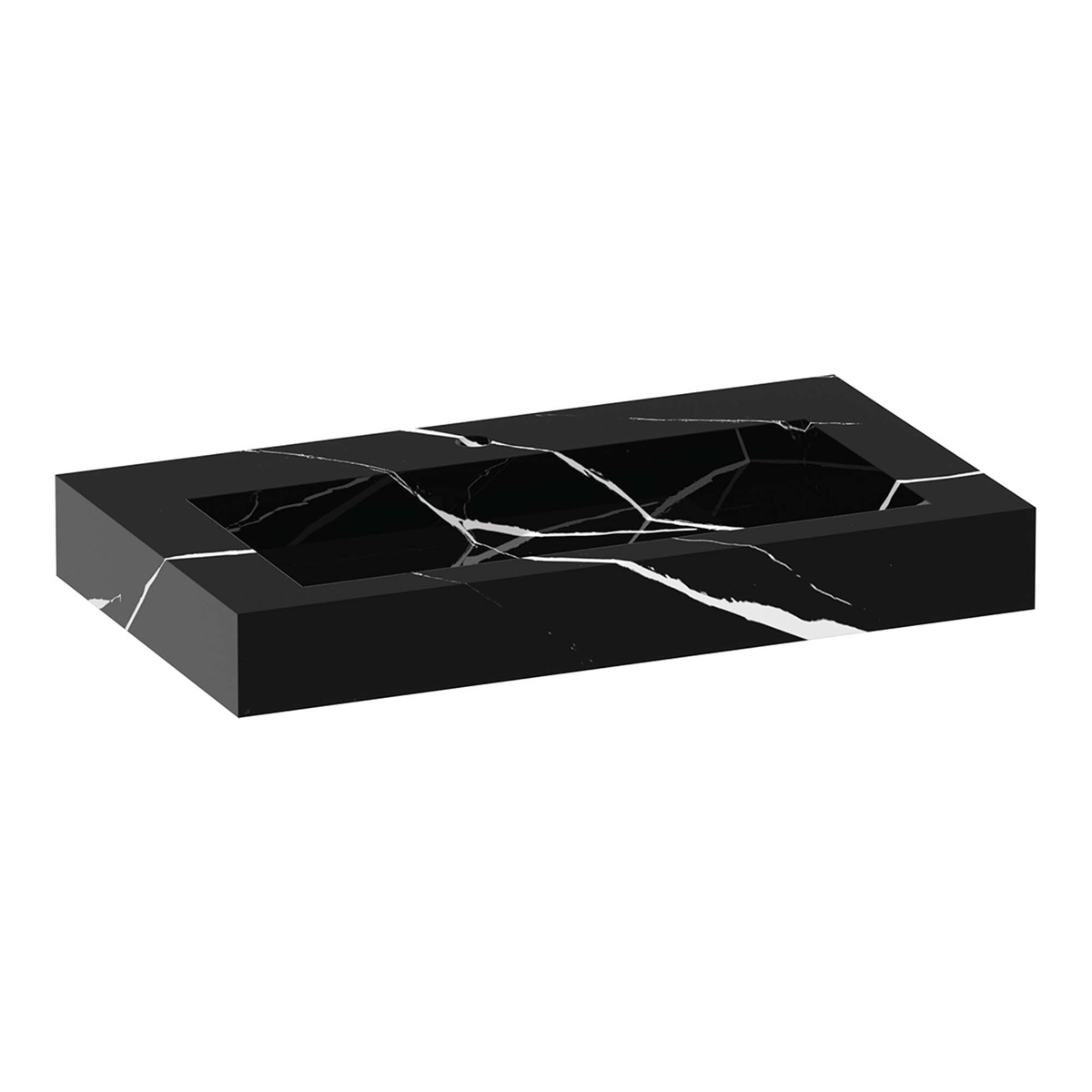 Brauer Coral wastafel marmerlook 80cm met kraangat nero marquina