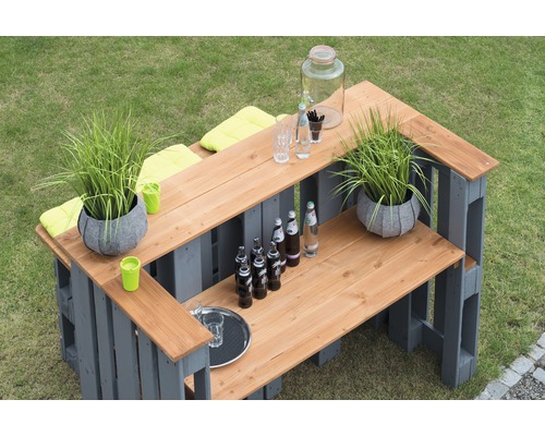 Pallet bartafel, buitenbartafel van hout, 188x80x122 cm, grijs