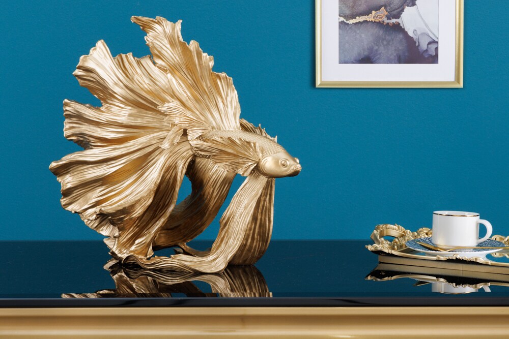 riess-ambiente Skulptur CROWNTAIL - Design Deko Figur Kampffisch 35cm gold Betta Fisch Skulptur