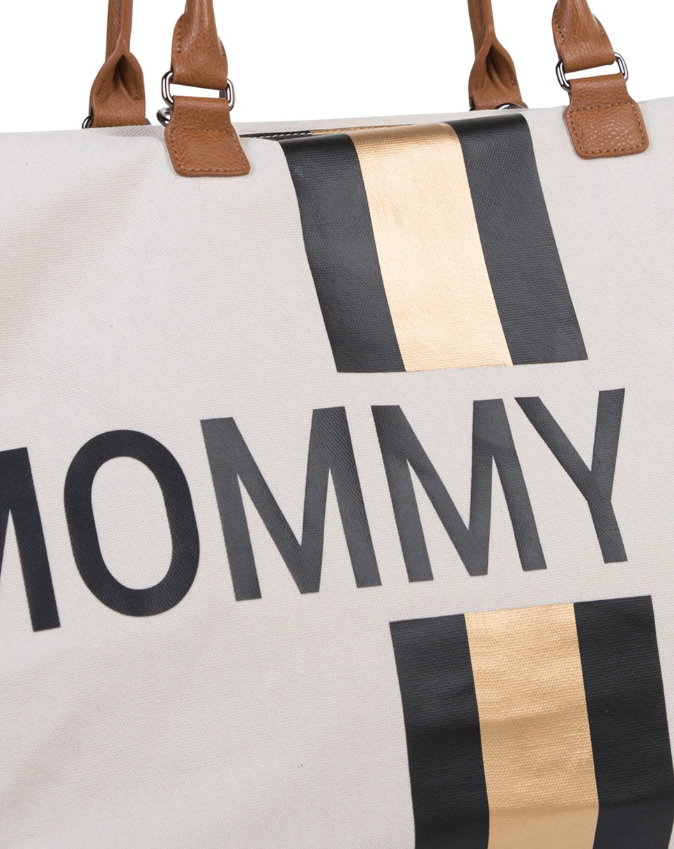 Wickeltasche MOMMY BAG GOLDSTRIPE (55x30x40) in offwhite