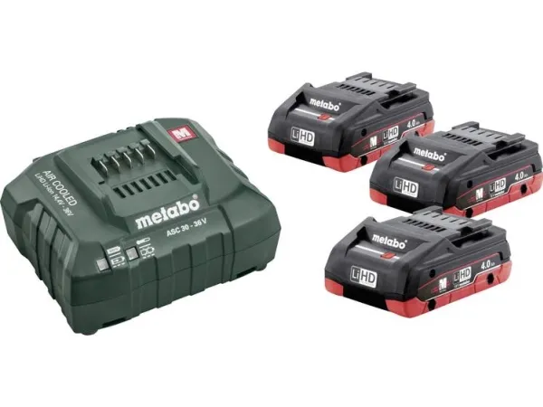 Metabo BASIC SET 3 X LIHD 4.0 AH, Batteri- og opladersæt, Lithium-Ion High Density (LiHD), 4 At, 18 V, Metabo, 12 - 36 V