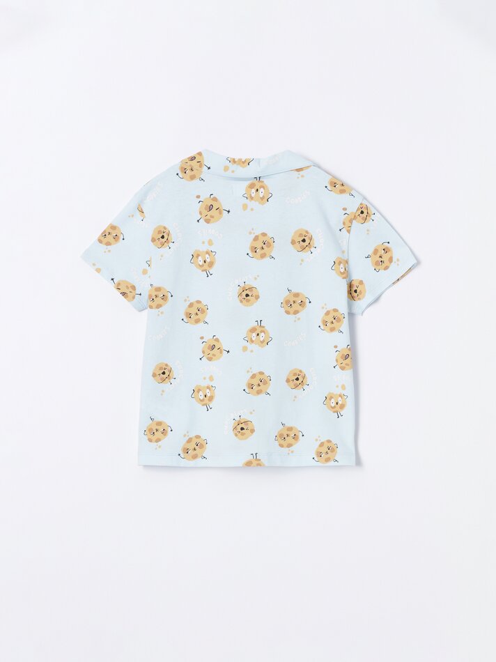 Conjunto de pijama de 3 peças e máscara para os olhos - Lavagem azul clara