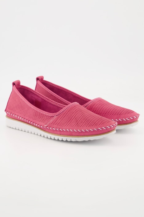 Leder-Slip-Ons, 3D-Prägung, Steppnähte