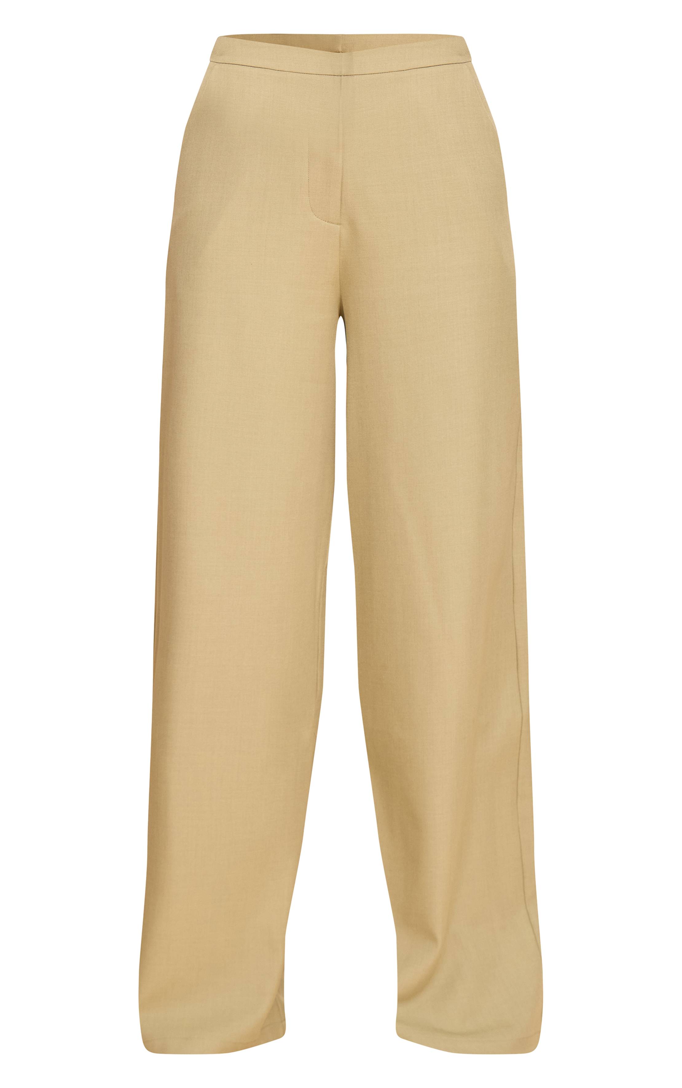 Sage Khaki Pantalon Large Tissé À Jambes Ultra Larges Plissé Taille Mi-haute
