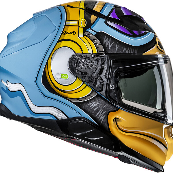 HJC - Casque F71 Monkey DJ MC23 / Bleu Clair / Jaune / Violet