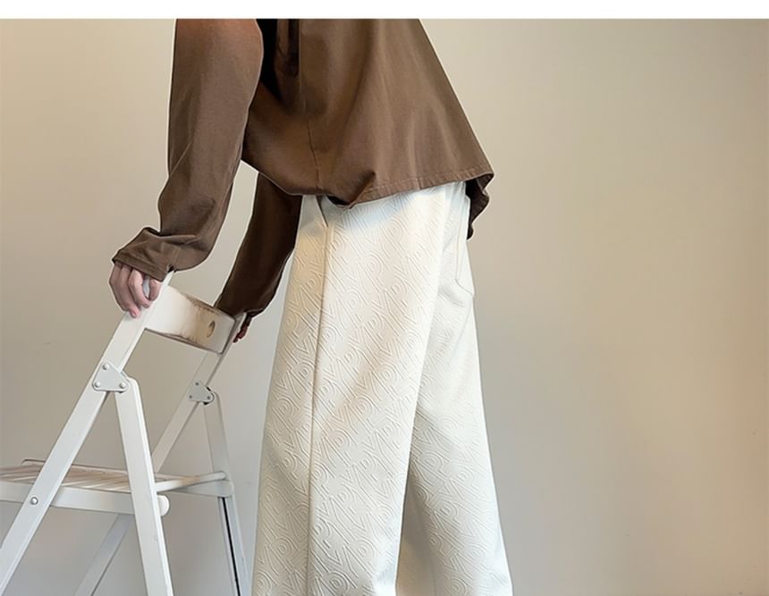 AXEN - Rechte broek met trekkoord in de taille, effen letters en reliëf