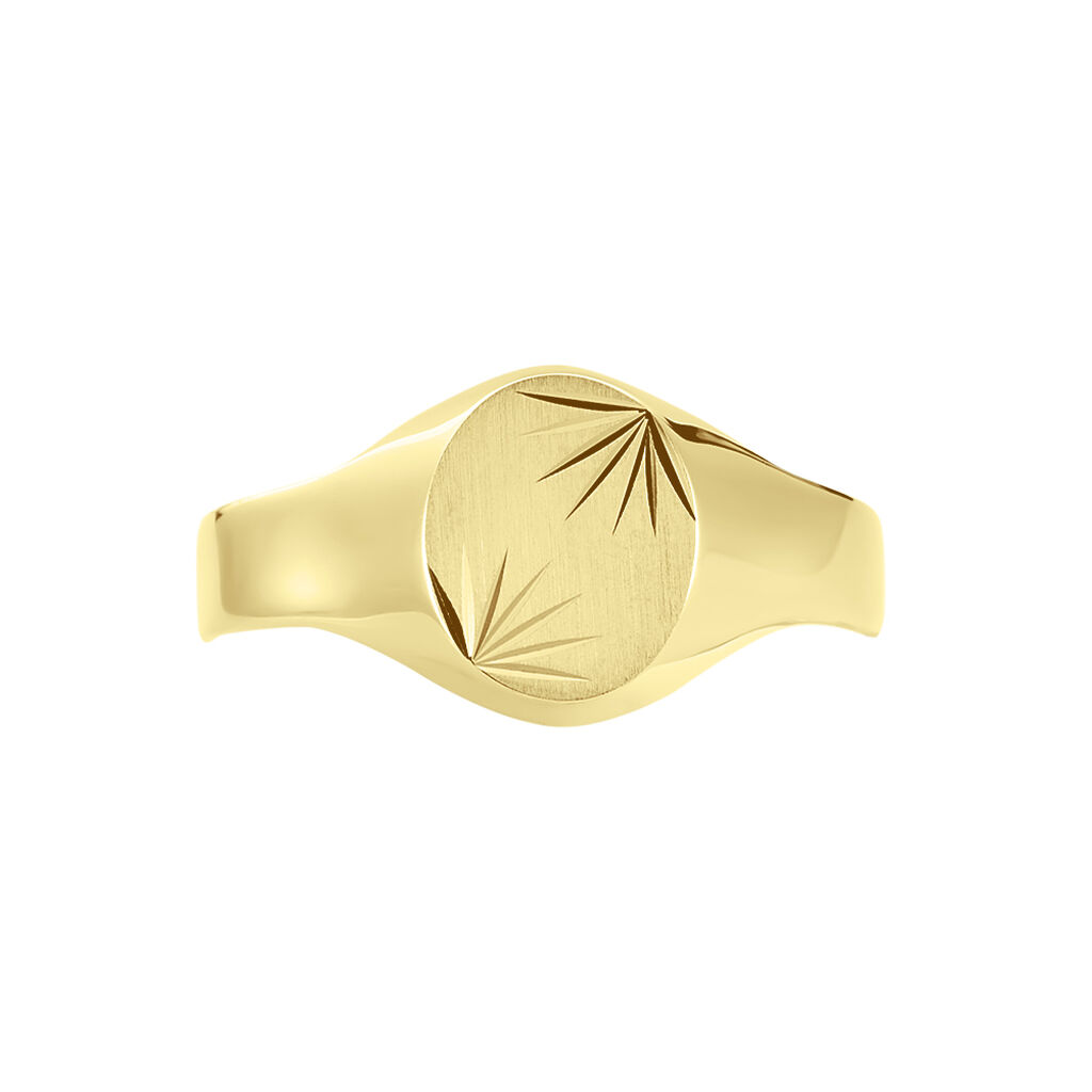Chevalière Ovale Diamantee Soleil Or Jaune