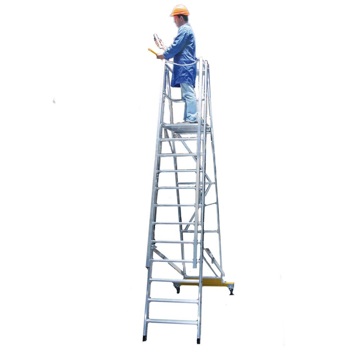 MUNK Mobiele Platformladder met Smalle Dwarsbalk, 5 Treden