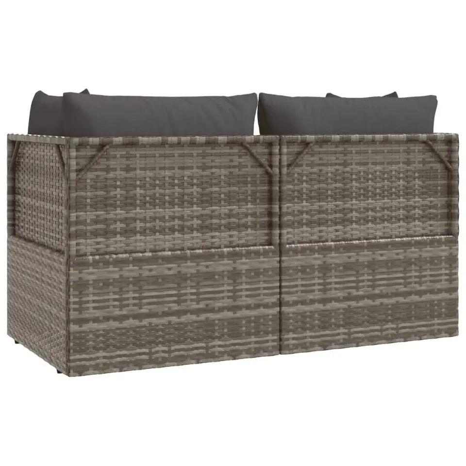 vidaXL - Loungeset - Grijs - Poly rattan - 3 stuks - Met kussens