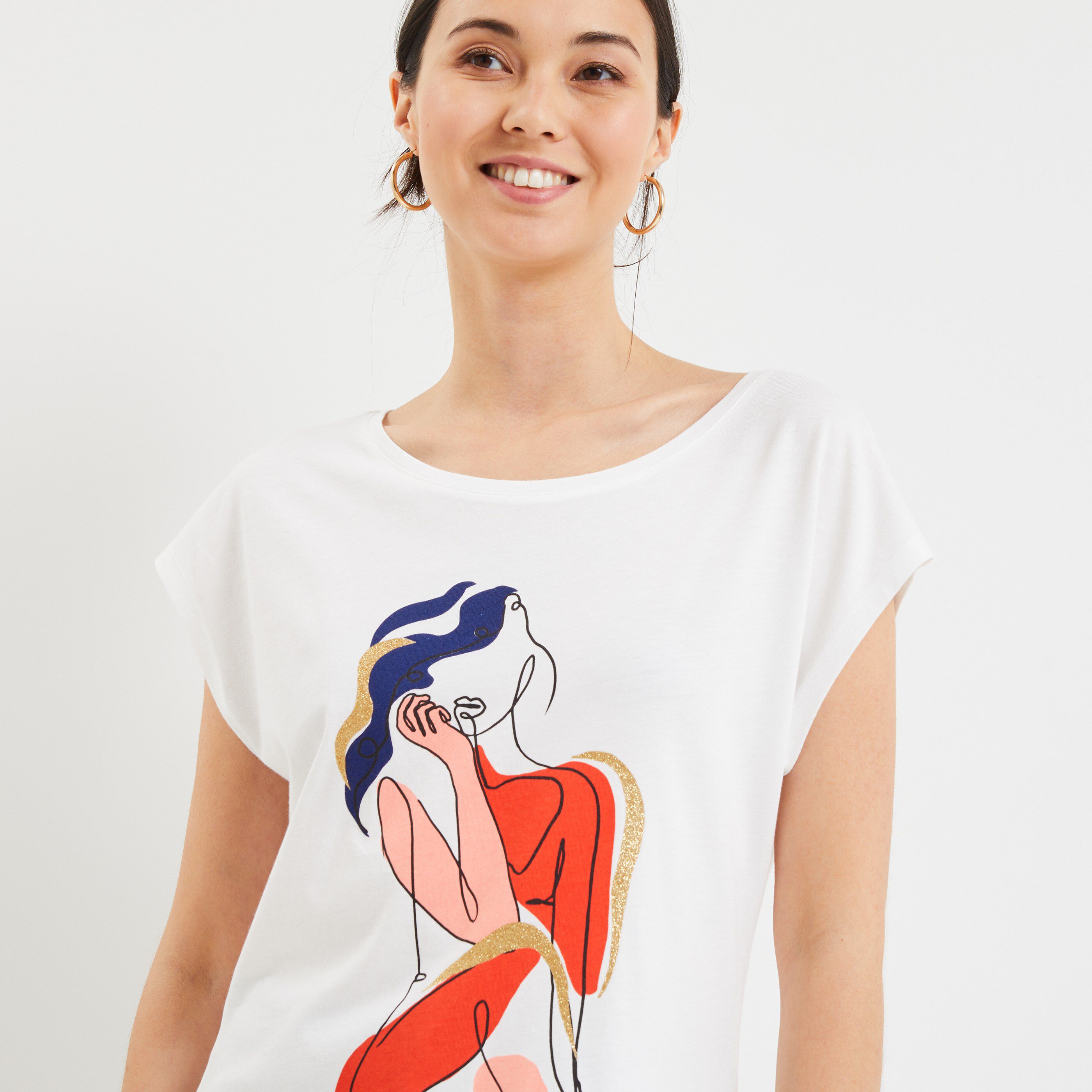 Tshirt imprimé femme - BLANC CASSE