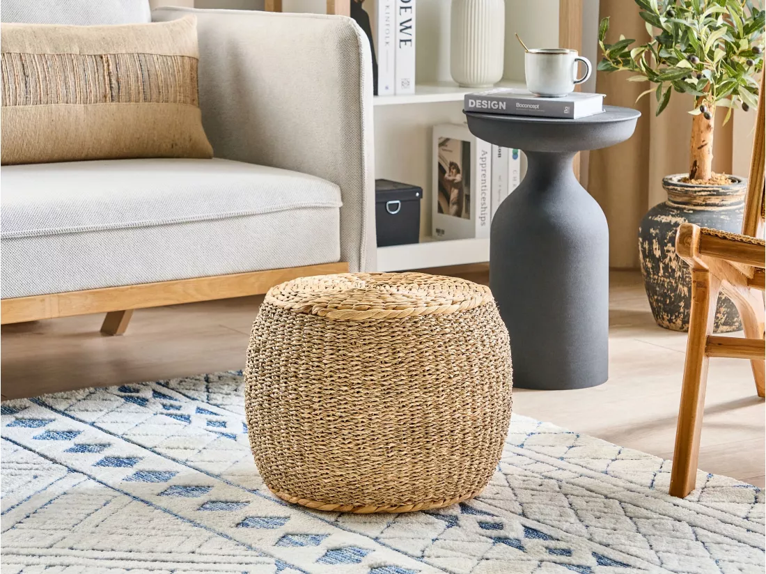Pouf en herbier marin clair ⌀ 40 cm HAIPHONG