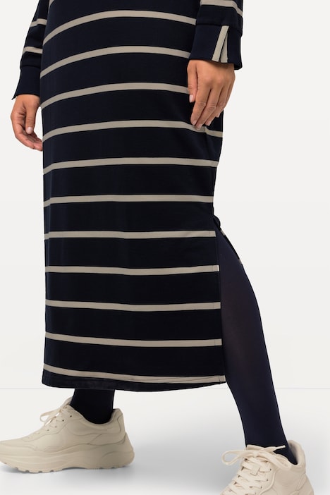Sweatkleid, Ringel, V-Ausschnitt, Langarm, Taschen