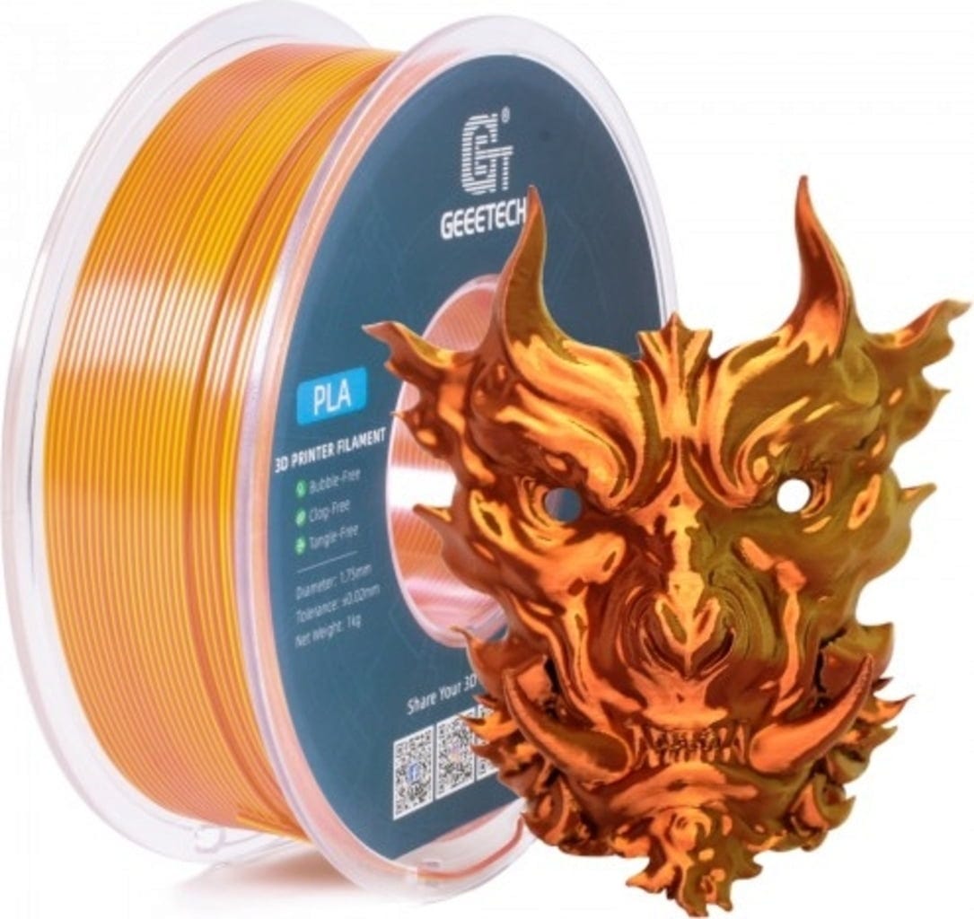GEEETECH  PLA Silk Dual Gold+Copper, 1,75 mm / 1000 g    Zwei Farben, eine glatte Perfektion!