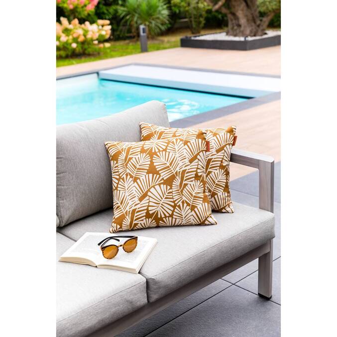 Coussin déco d'extérieur FYLIE Palmier & Camel