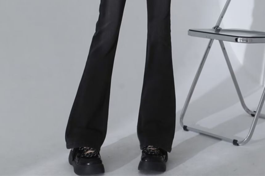 Wisjam - High Waist Washed Flared Jeans