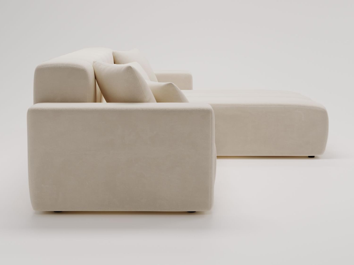 GRAINGOLD Nork Ecksofa 265x180 cm, L-Form Sofa, Ecksofa für Wohnzimmer, Velour, 4-Sitzer Eckcouch, Modernes Design (Beige, Rechts)