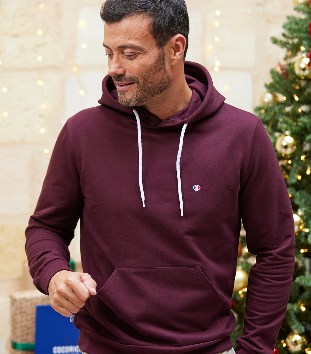 Sweat à Capuche Homme Bordeaux - Iconique