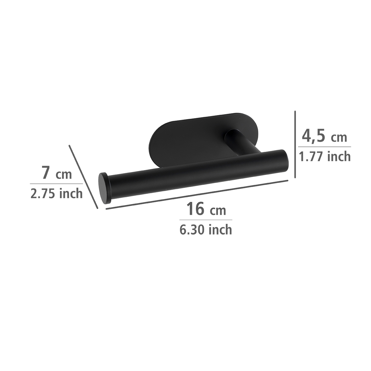 Wenko Orea turbo-loc toiletrolhouder RVS zwart mat