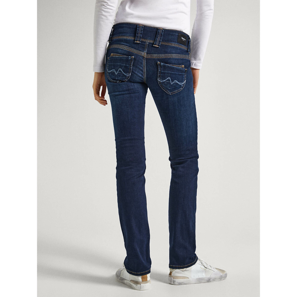 PEPE JEANS<br>VENUS calça jeans de cintura baixa com fechamento duplo por botões
