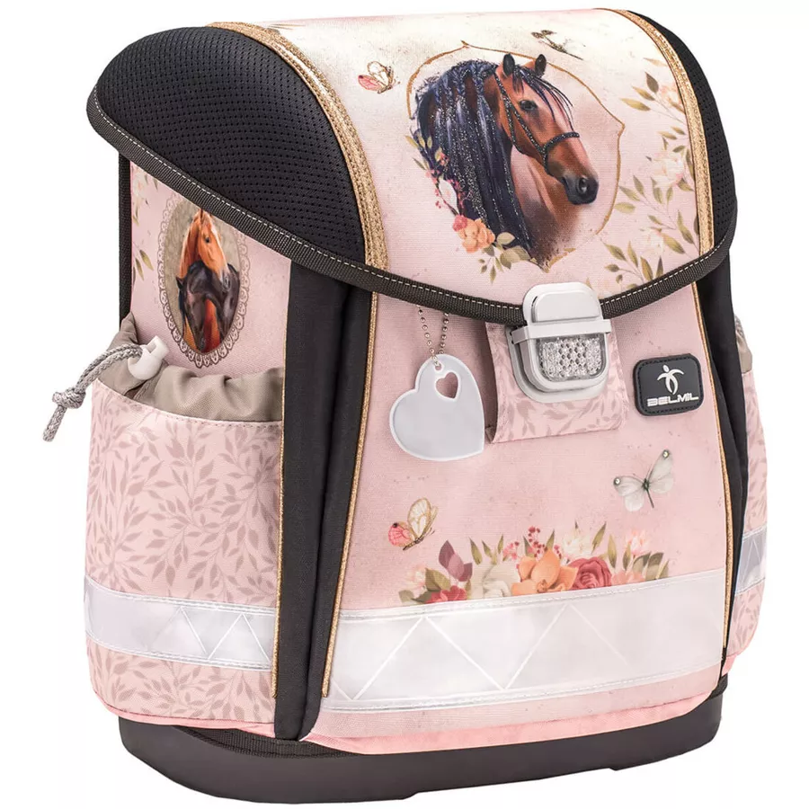 Belmil Schulranzen Classy Schulranzen Set 5-teilig mit Brustgurt Horse Chestnut