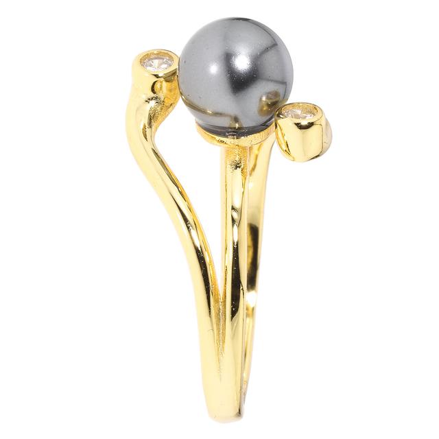 Croisé-Ring, Muschelkernperle, Zirkonia, Silber 925