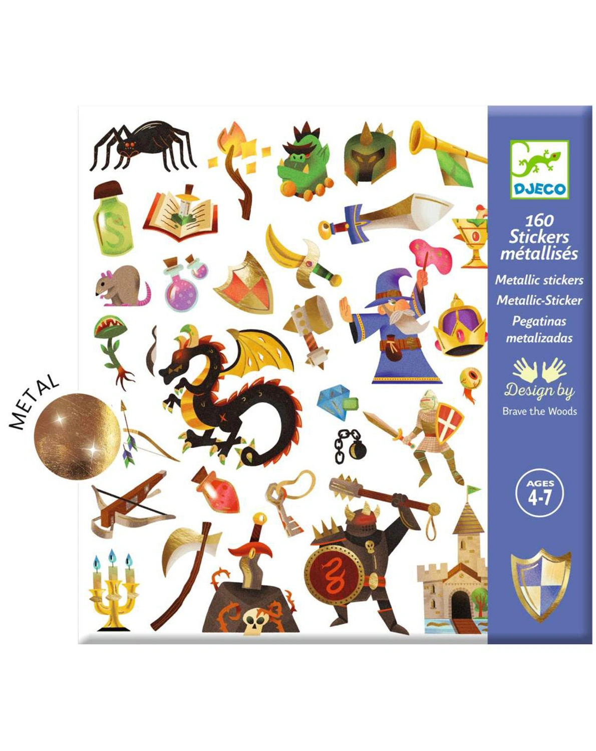 Metallic-Sticker MITTELALTER 160-teilig