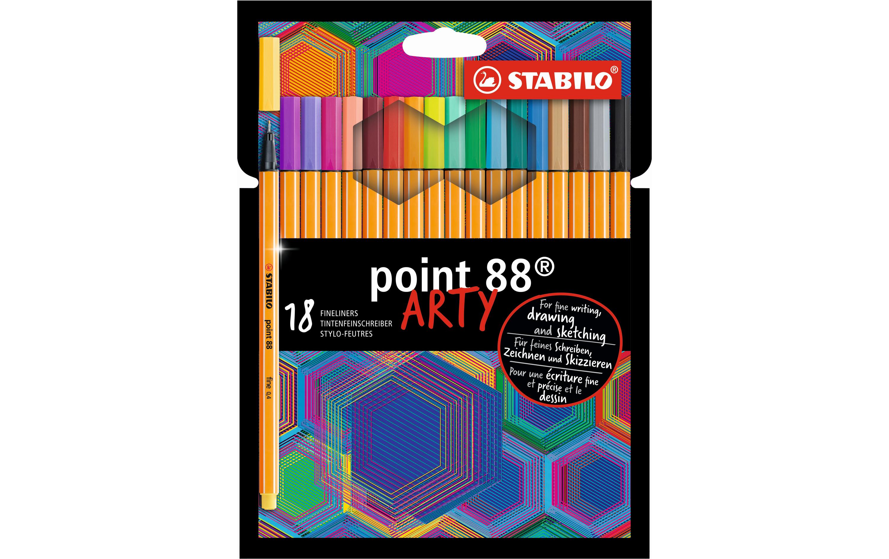 Fineliner Point 88 Arty Mehrfarbig, 18 StückFineliner für feines Schreiben, Zeichnen Skizzieren