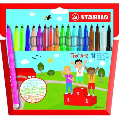 STABILO Trio A-Z - 18 Feutres - pointe moyenne - format spécial