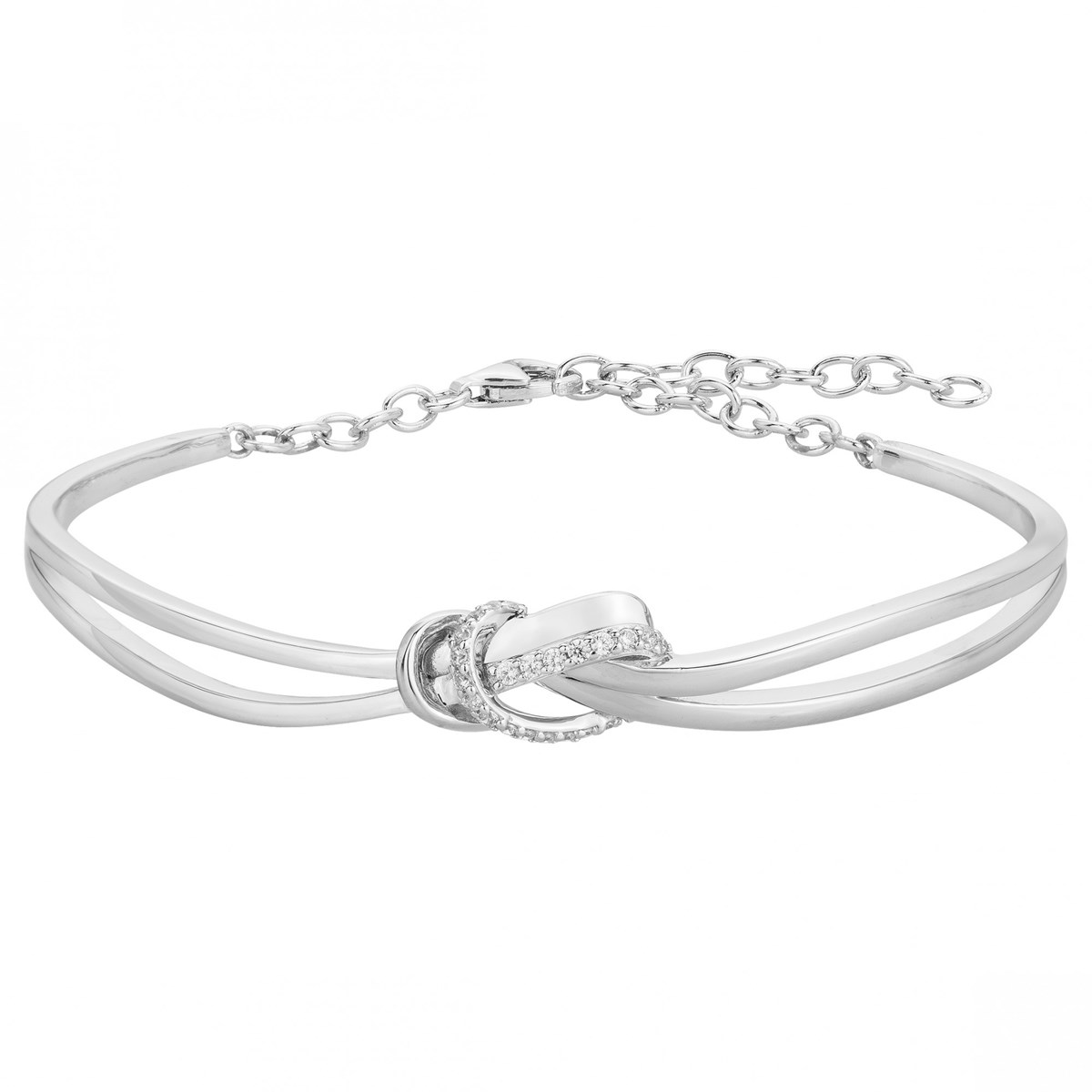 Bracelet semi-rigide en Argent avec oxyde de zirconium blanc