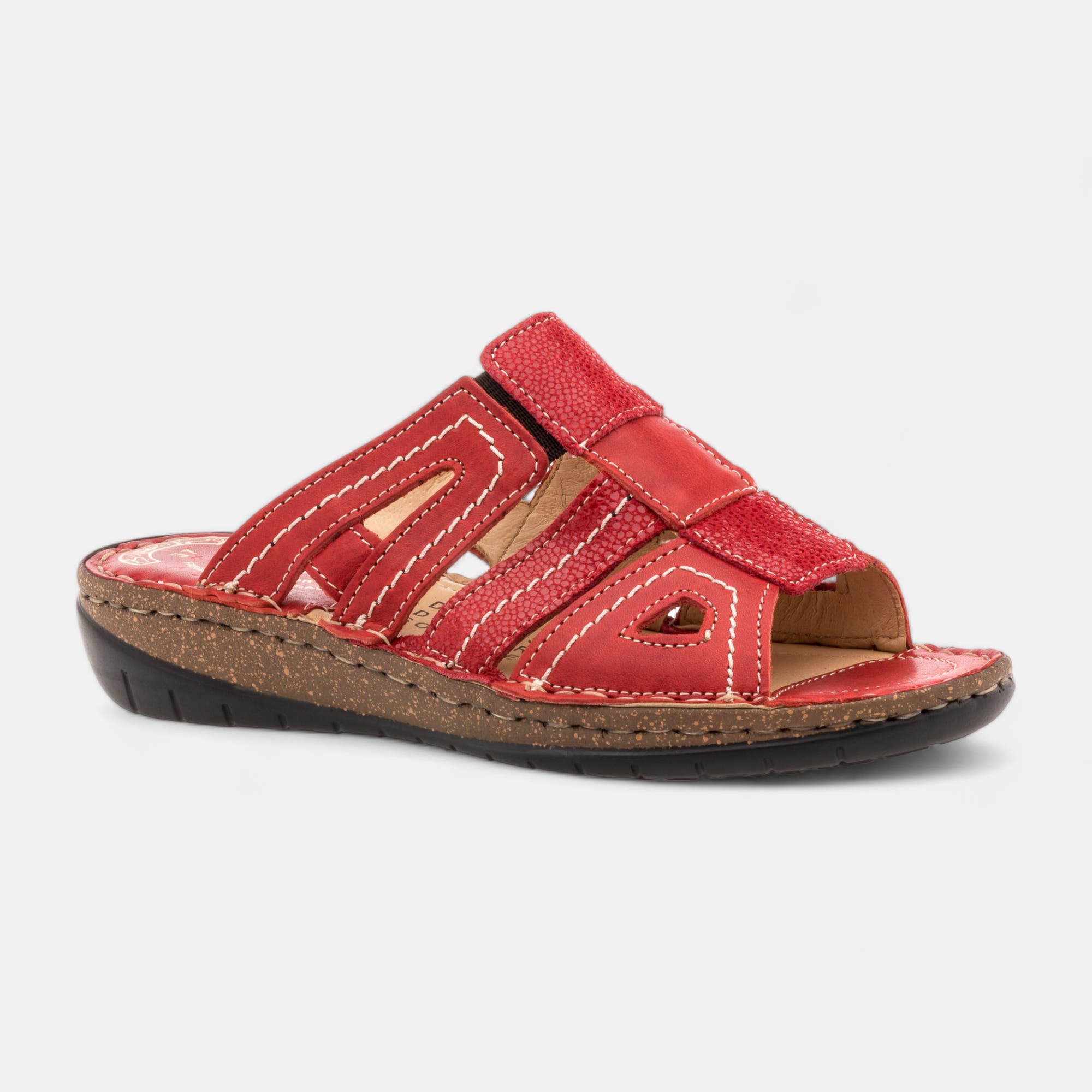 Nu-pieds confort Femme en cuir rouge