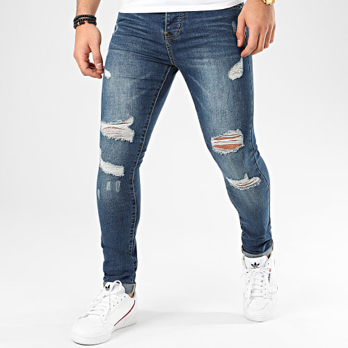 Jean Skinny Avec Déchirures 72176-2 Bleu Denim