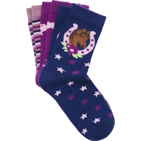 3er-P. Mäd. Socken Pferd 23 / 26 GOTS