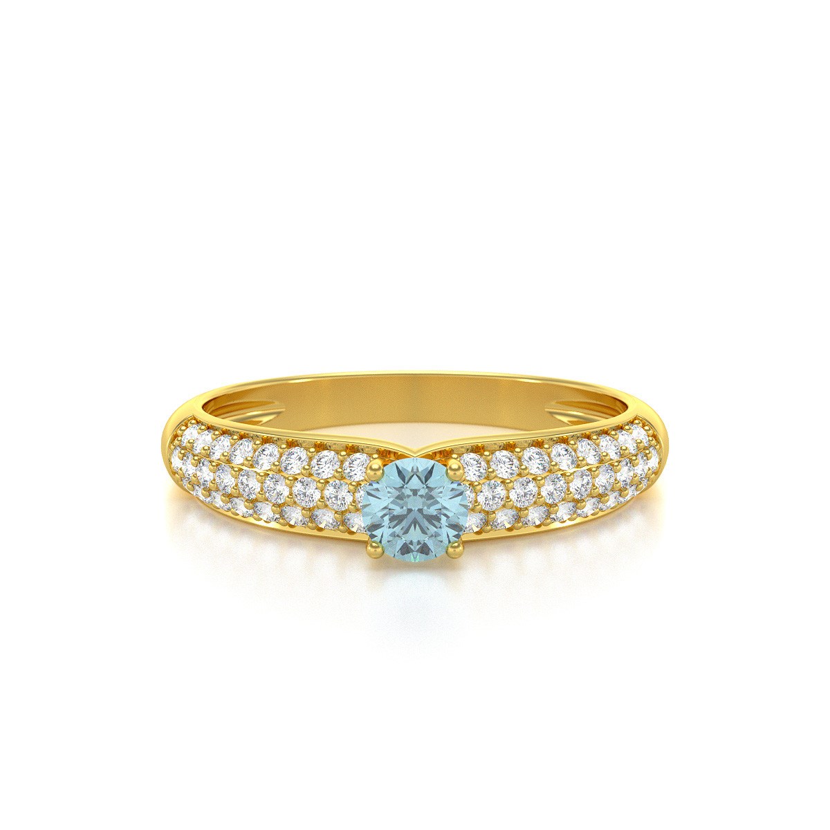 Bague ADEN Or 585 Jaune Aigue-Marine et diamants 1.978grs