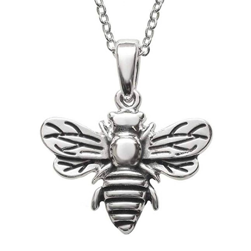 Collier abeille argenté en acier inoxydable