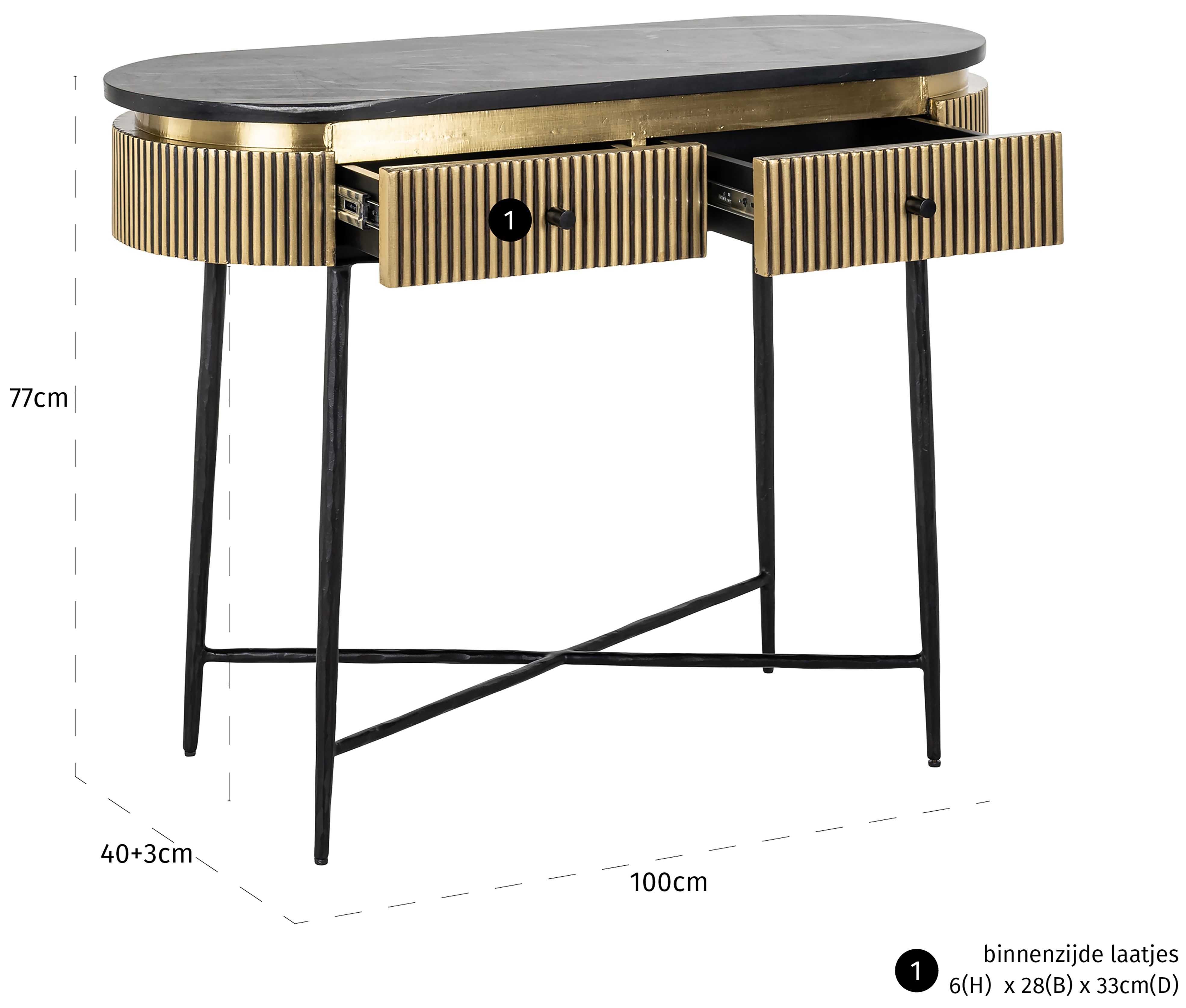 Wandtafel 211718 Ironville B100 x D43 x H77 cm