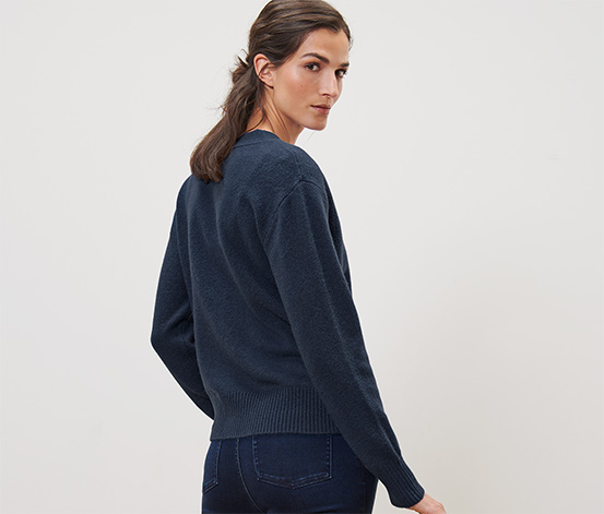 Strickjacke mit Wolle, dunkelblau