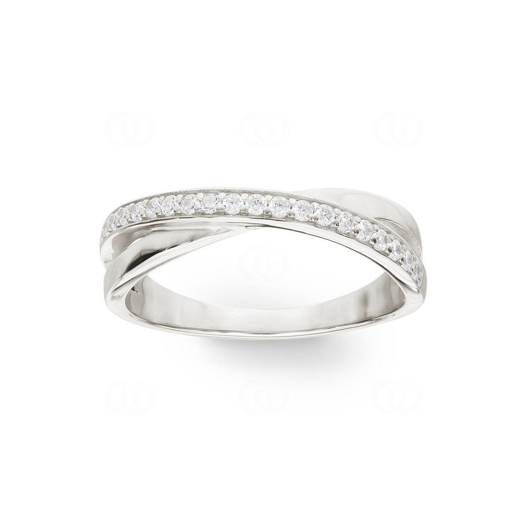 Damenring 925 Silber rhodiniert mit Zirkonia rund