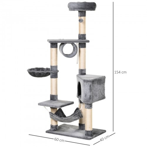 Arranhador para gatos com plataformas, cinza