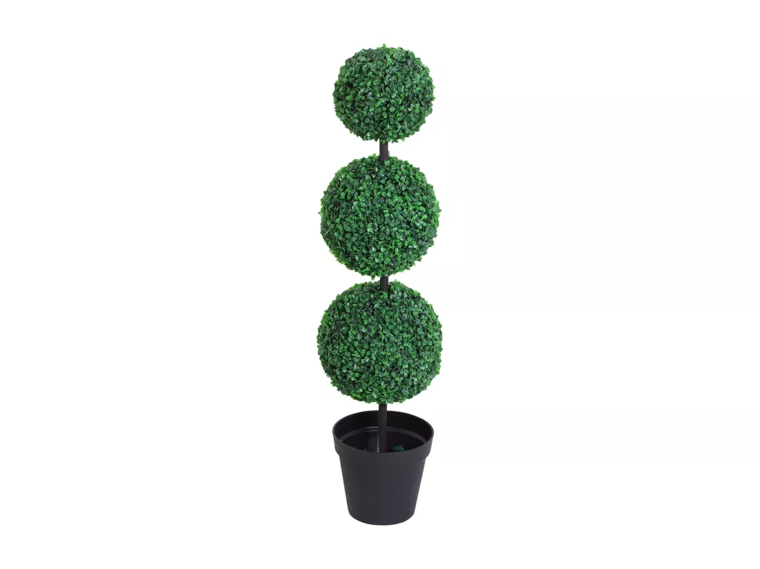 Buis artificiel topiaire artificielle en forme de boules dim. Ø 30 x 112H cm vert