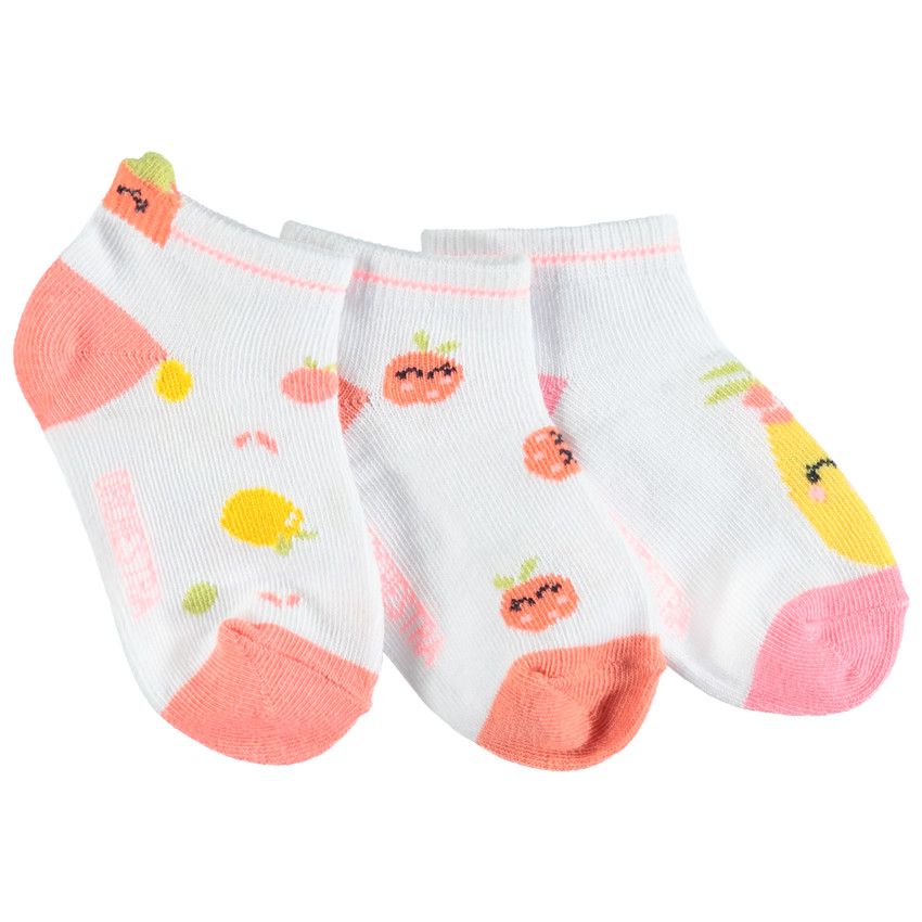 Lot de 3 paires de chaussettes à fruits en jacquard - Blanc