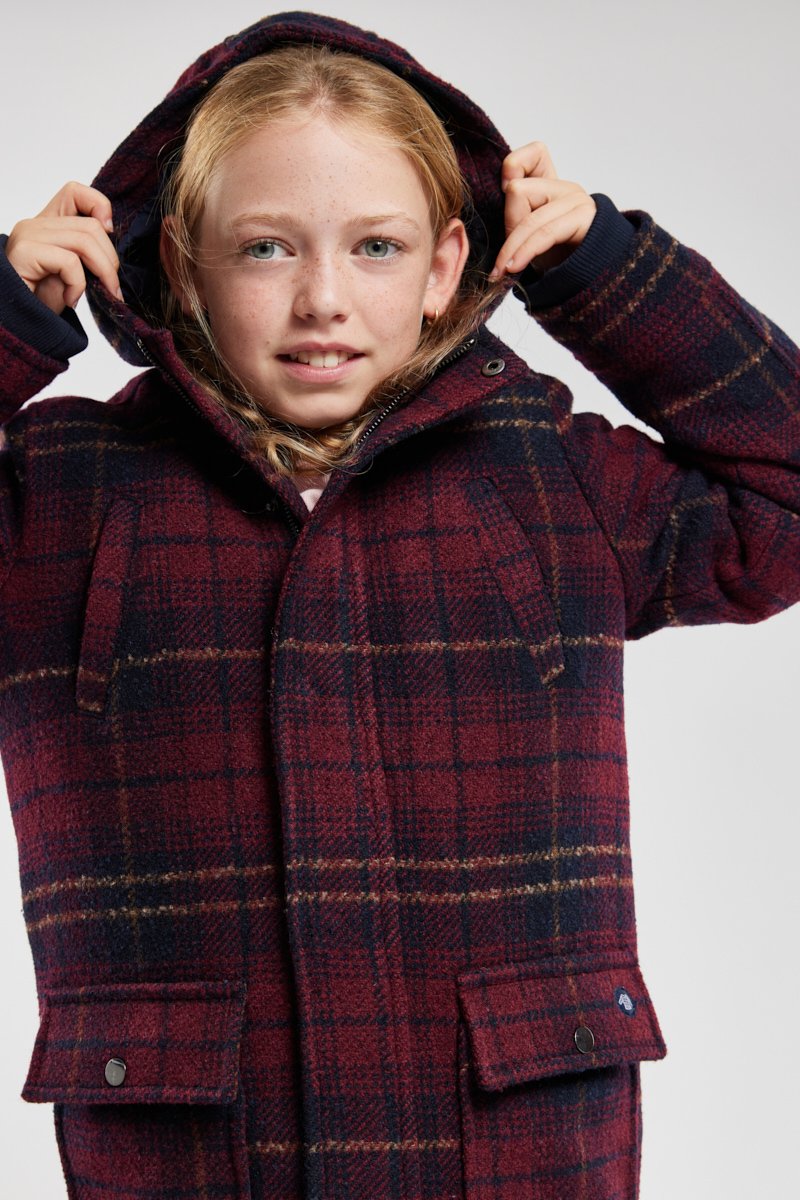 Duffle-coat à carreaux Kids - drap de laine