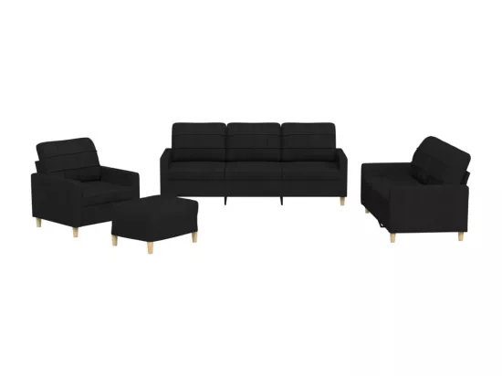 Ensemble de canapés 4 pièces avec coussins Noir Tissu