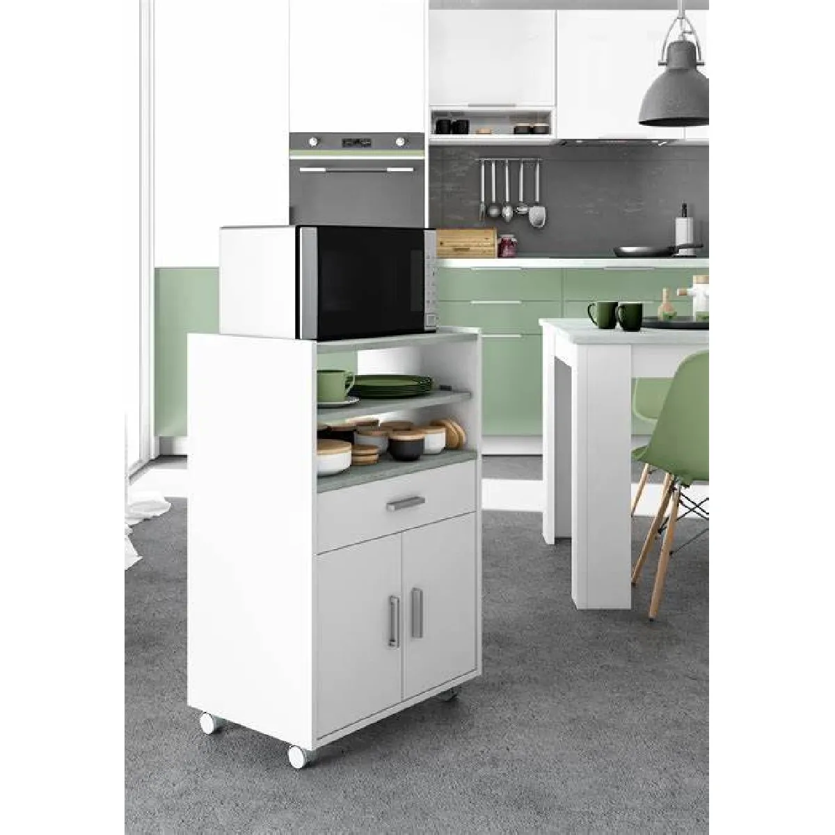 Alter Meuble d'appoint avec roulettes - Blanc