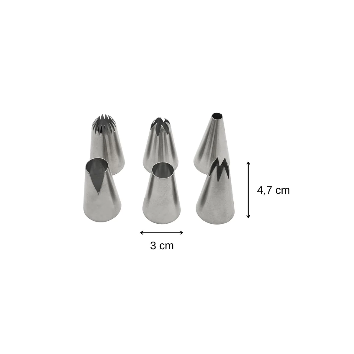 Lot de 6 douilles à pâtisserie en inox grand modèle Smart Pastry Zenke